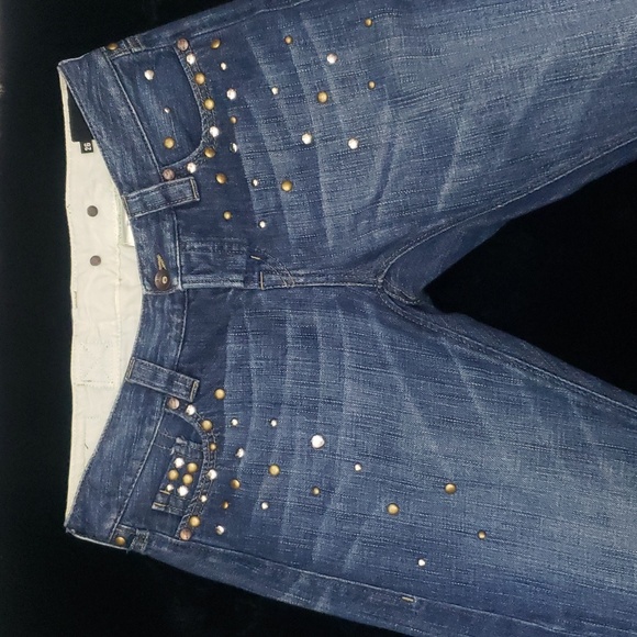 Love Moschino Blue Studded Jeans Size 26 - Picture 2 of 12